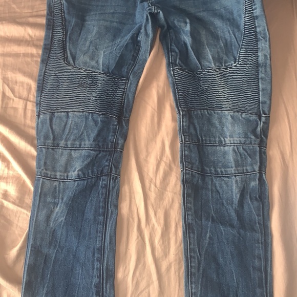 Square Zero Mens Denim Jeans Light Wash Motorcycle Style Slightly Worn Size 30 - Picture 2 of 6
